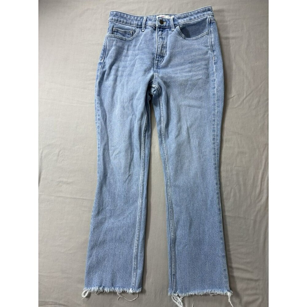 Vineyard Vines High Rise Straight Crop Jeans Light Wash Frayed Hem Womens 28 - Picture 2 of 7